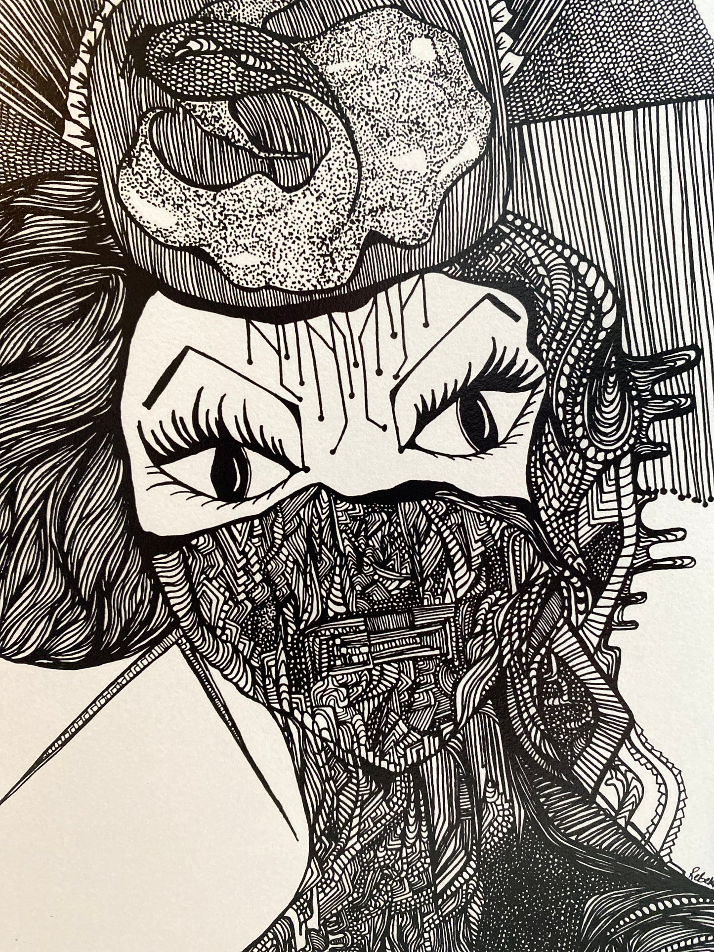 Monochrome Cyborg Portrait 6 - Art Print