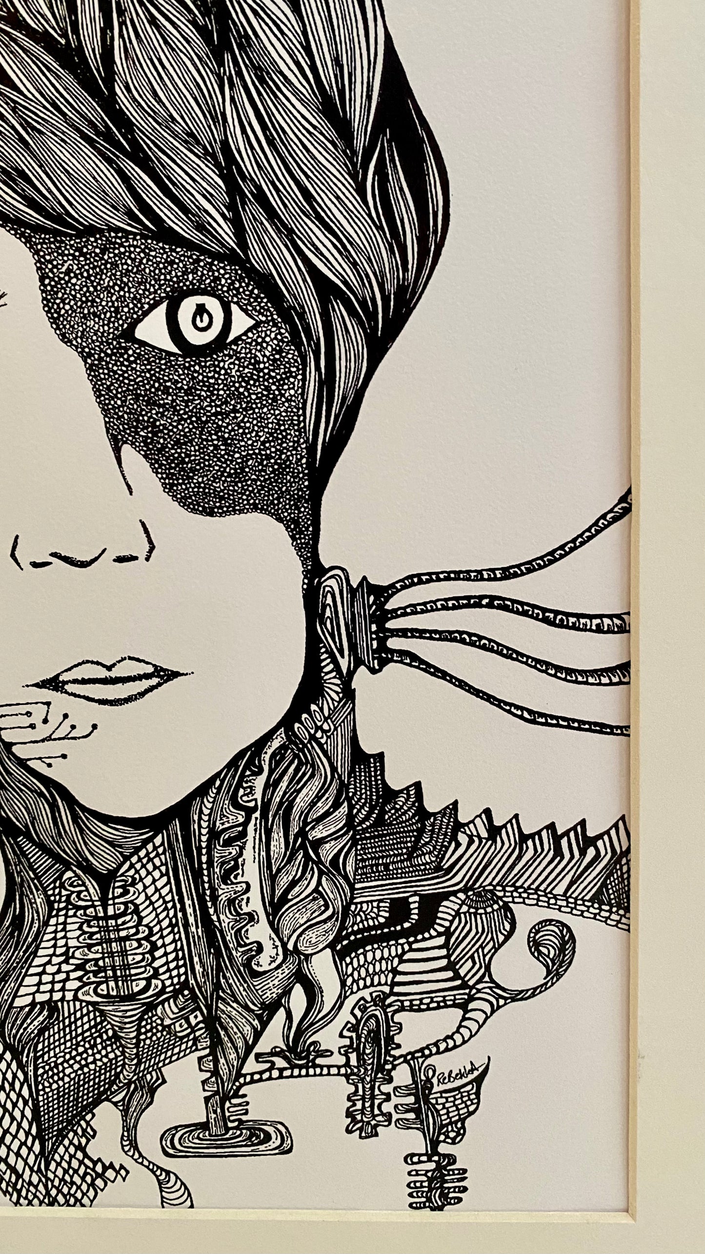 Monochrome Cyborg Portrait 7 - Art Print