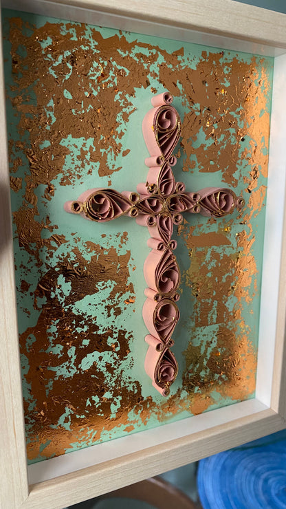 Quilled Gold Leaf Cross