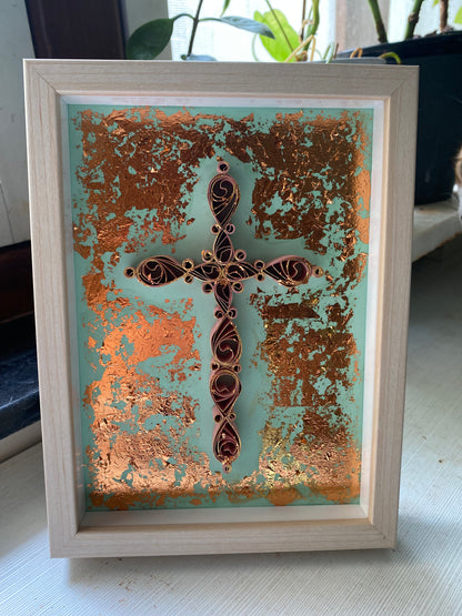 Quilled Gold Leaf Cross