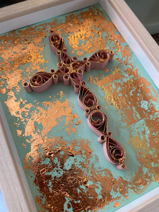 Quilled Gold Leaf Cross