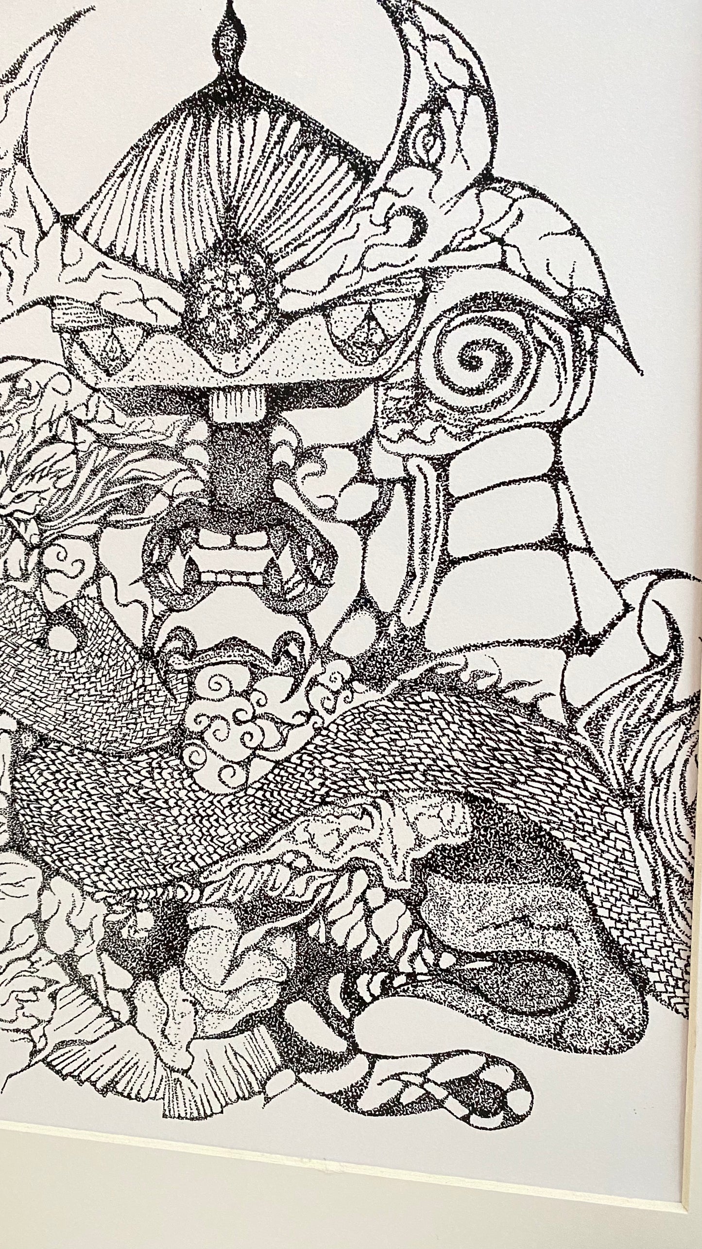 Samurai + Dragon (Detailed Dot Artwork)