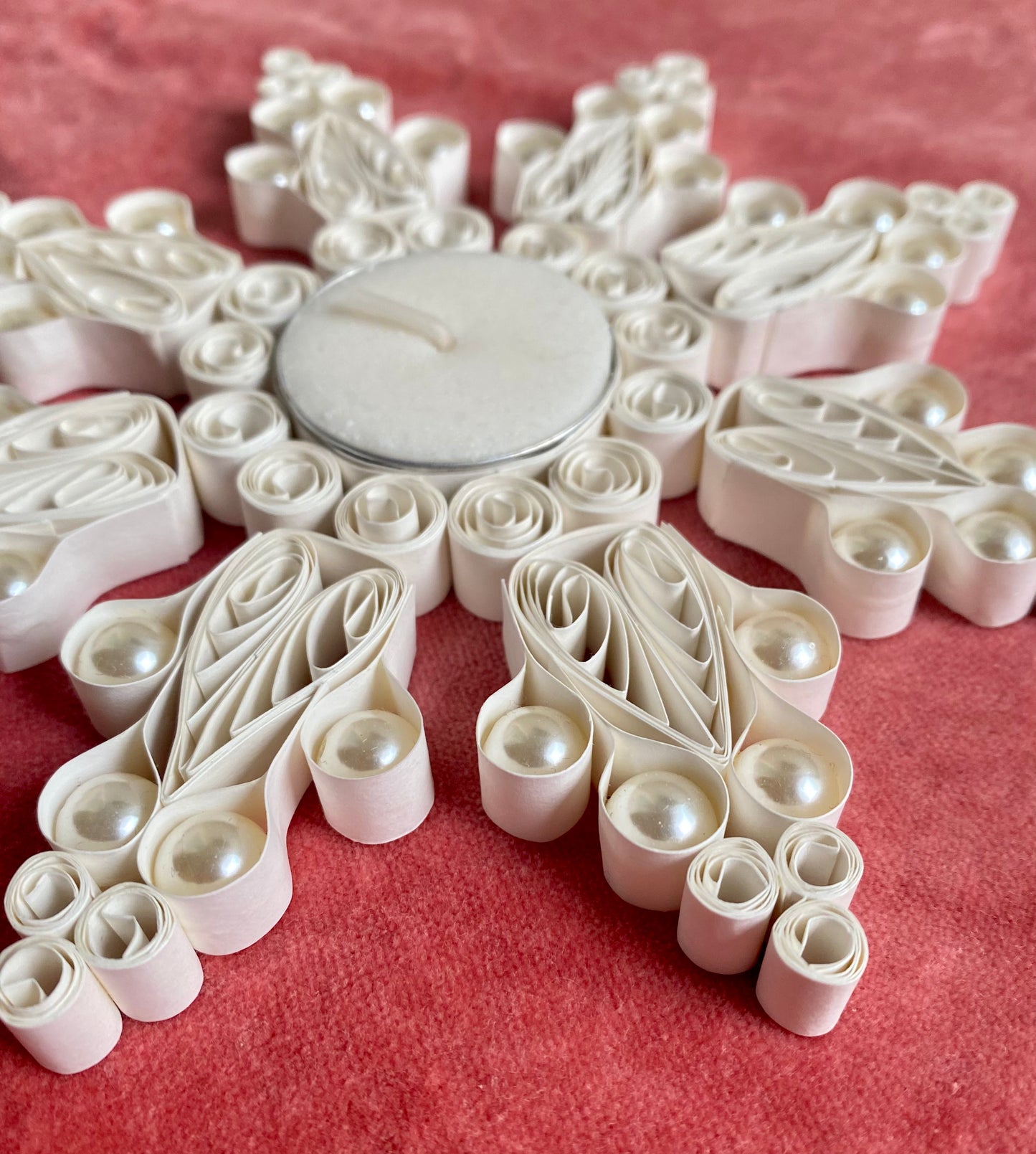 Quilled Diyas (White with pearls)