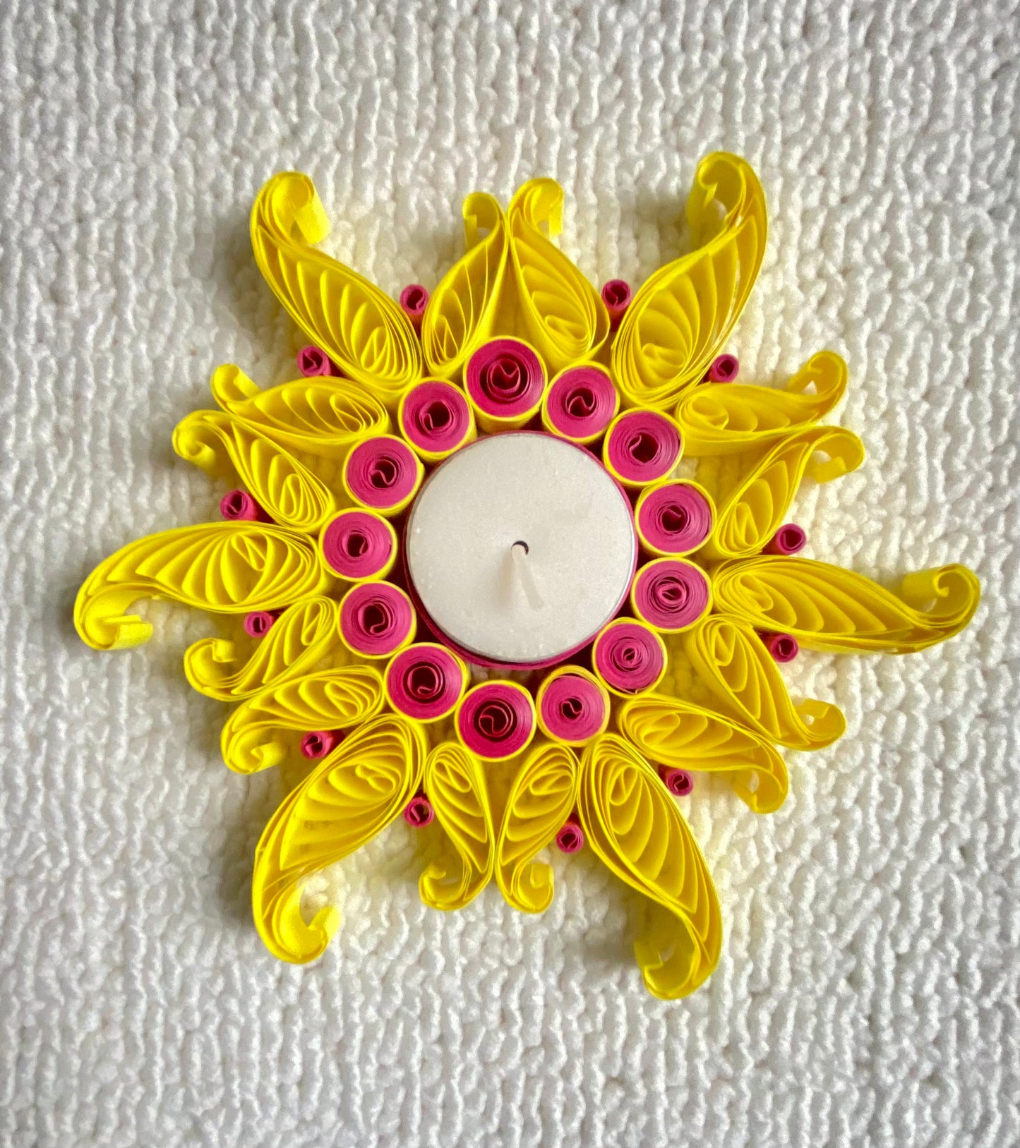 Quilled Diya (Pink and Yellow)