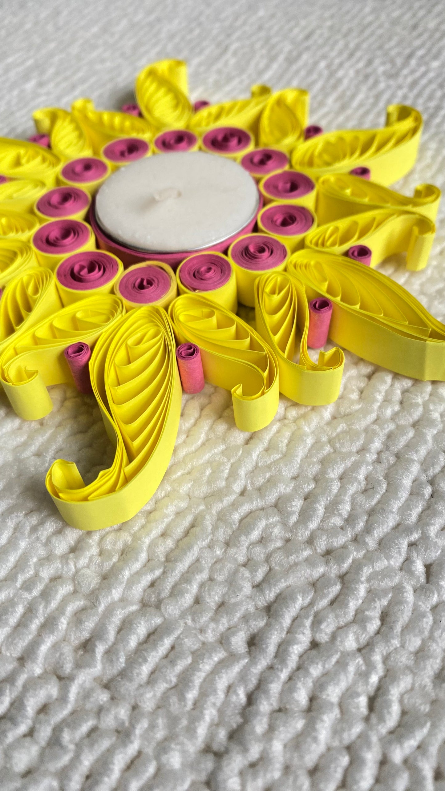 Quilled Diya (Pink and Yellow)