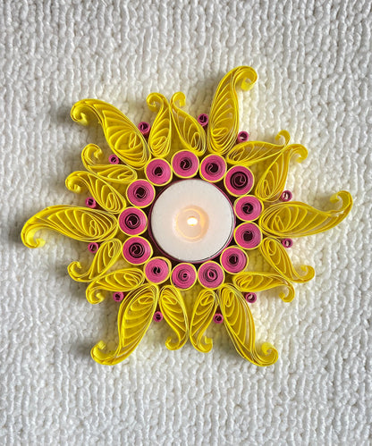 Quilled Diya (Pink and Yellow)